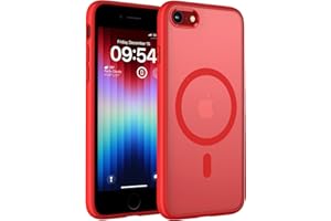 TOCOL Funda para iPhone SE 3/2 (2022/2020), iPhone 8/7 4.7 Pulgadas, Funda Magnética,Protección Lente Cámara, Protección Militar,Translúcida Mate Trasera, Rojo