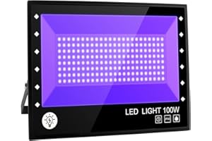 BOSITE Lumière Noire LED 100W,Imperméable IP66 Projecteur Lumière UV Extérieur,Lampe LED Violet,Eclairage à Effet pour Fête,Disco DJ,Soirée,Peinture Fluo,Affiche Fluorescente,Néon,Bar