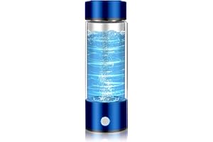 TITPLOLY Hydrogen Water Bottle 420 ml Ionized Water Generator SPE/PEM Technology 3 Minute Rapid Electrolysis Leakproof Hydrogen Water Machine for Metabolism/Improve Sleep/Anti Aging Hydrogen Bottle Blue