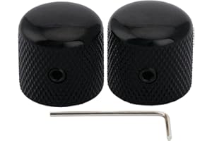 Musiclily Pro 6mm Acier Boutons Potentiomètre Dome Knobs avec Fixation Vis pour Guitare électrique Telecaster/Precision Bass, Noir(Lot de 2)
