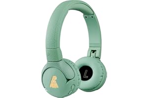 POGS Drahtloser Bluetooth Kinderkopfhörer | The Gecko 2 | Faltbarer robuster Kinderkopfhörer ab 3 Jahren | Lautstärkebegrenzung 70-85 dB | Mikrofon | On-Ear | Drahtlose Musik-Sharing-Funktion (rGrün)