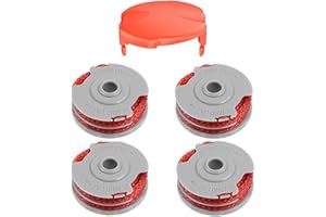 GJNMYSD Strimmer Spool,4Pcs Spool Line For Flymo Contour 500 Power Plus 500 & 500XT with Spool Cover,Spares Double Autofeed Spool & Line For Flymo Strimmers & Trimmers