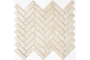 CONWIRE Azulejos de mosaico de cerámica con aspecto de piedra de pescado beige claro para baño de pared, baño, cocina, sala de estar