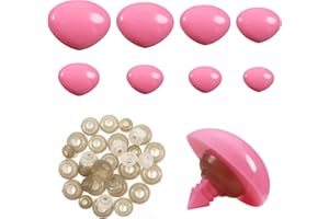 TOAOB THE ONE AND ONLY BABY TOAOB 33 Piezas Nariz de Seguridad Amigurumis Plástico Rosa 8 Tamaños Nariz de Muñecas con Arandelas para Hacer Manualidades de Crochet Tejer Animales Marionet