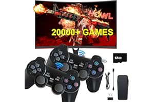 Gziztx Console da gioco retrò 20000+ gioco Plug and Play Game Stick console videogiochi con 2 gamepad wireless Bluetooth 4K HDMI 64GB TV Stick per adulti e bambini