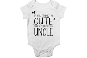 SHOPAGIFT If You Think I'm Cute You Should See My Uncle Cute Boys and Girls Baby Vest Bodysuit
