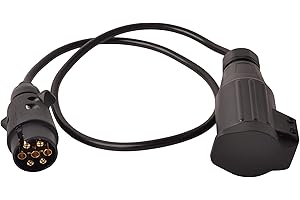 ProPlus 343526 Verlängerungskabel Adapterkabel Länge 0,8 Meter PKW Stecker 7polig auf Anhänger Steckdose 13polig Caravan Camping Stecker
