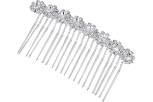 Zeayebsr Pettine Laterale con Strass Argento, Fermaglio Cristallo Floreale, Spazzola per Capelli da Sposa, Accessori per Donna Francese