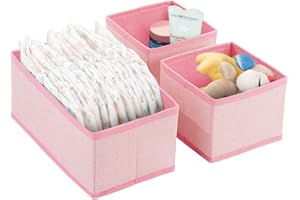 mDesign Juego de 9 cestas organizadoras – Organizador para bebés en dos tamaños para guardar pañales, toallitas, accesorios, etc. – Ideal organizador de juguetes – rosa