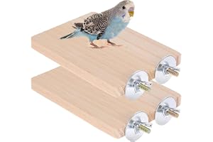 2 Naturliga Träplattformar för Fåglar 13×9 CM, Rektangulära Fågelburstillbehör, Träperch för Parrar, Kanariefåglar, Kalopsitter, Papegojor, Hamsters, Marsvin