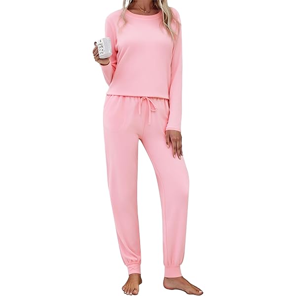 Aseniza Pyjama dames lange katoenen pyjama set winter lange mouwen pyjama voor dames huispak tweedelige nachtkleding set met kant loungewear S-XXL, blauw (pauw), M