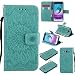 Produktbild Hozor PU Leder Hülle für Samsung Galaxy J3 / J3(2016) SM-J310 5.0 zoll Embossing Prägung Blumen Muster Ledertasche Weiche TPU Soft Rückseite Abdeckung Handytasche Bumper Schutzhülle Brieftasche Flip Case Wallet Cover Bookstyle Handyhülle Tasche Anti-Scratch Shell Folio Klapphülle mit Standfunktion Magnetverschluss und Kredit Kartenfächer - Hellgrün