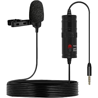 amazon basics Metal Condenser Microphone with 6m Cable | Compatible with Smartphones, Cameras, PCs, and Laptops | Built-in Noise Reduction (Black)