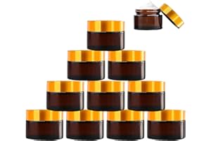 SuQurtom 10 Stück 30ml Amber Kosmetisches Glas, Glas Cremedose, Nachfüllbare Behälter Braunen Glasbehälter für Kosmetik Cremes Lotionen ätherische Öle
