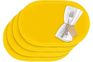 Westmark Platzsets abwaschbar - Tischset in verschiedenen Farben erhältlich - Platzset rund - 45,5 x 29 cm - 4er Pack Vinyl (Gelb)