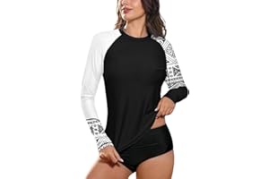BesserBay Damen Surf Shirt Bademode Rash Guard UV Shirts Langarm Schwimmen Tankini UPF 50+ S-XXL