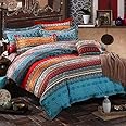 USTIDE Home Textile, 3-Piece Fashion Boho Brushed Cotton Duvet Cover Set Double Size Bohemian Bedding Set