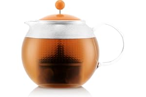 BODUM 1830-447-Y21 ASSAM Théière à piston, anse verre, couvercle et filtre plastique, 1.0 l