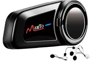 MAXTO Zestaw słuchawkowy na kask motocyklowy, M2 1000 m, 6-drożny interkom Bluetooth, zestaw systemu komunikacji w kasku motocyklowym, parowanie 2–6 kierowców, radio BT5.0/FM, wodoodporne, Siri,
