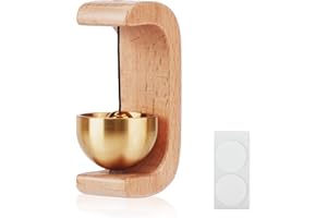 CRITIVE-SHOP Cloche de Commerçant pour Ouverture de Porte, Sonnette Magnétique En Bois Avec Cloche En Laiton, Carillon de Porte Sans Fil Autocollant pour Décoration Murale Café Magasin Armoire Réfrigérateur