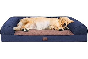 MDEHO Orthopedic Memory Foam Dog Bed for Medium, Large and Extra Large Dogs, Bolster Dog Bed Waterproof Dog Beds with Removable Washable Cover Waterproof Lining and Anti-Slip Bottom