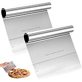AEE&reg; 2 Adet B&uuml;y&uuml;k Boy Hamur Kesici & Kazıyıcı Seti &ndash; cm/in&ccedil; &Ouml;l&ccedil;ekli Metal Hamur Spatulası &ndash; Pizza, Pasta, Ekmek ve Hamur B&ouml;l&uuml;