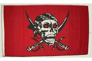 FLAGGENFRITZE Bandiera Pirata su stoffa rossa – 90 x 150 cm [Misc.]