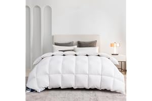 Uniency Kołdra puchowa 155 x 220 cm, zimowa, bardzo ciepła, 100% bawełna, kołdra puchowa 155 x 220 cm, kołdra puchowa i puchowa, kołdra pikowana, waga wypełnienia: 2000 g, Ökotex i RDS