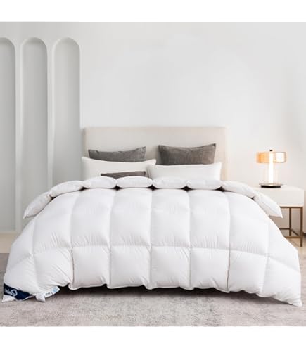 DWR Ganzendons dekbed, 240 x 260 cm, warm winterdekbed, 100% biologisch katoen, winterdekbed van veren en dons, 3120 g, Oeko-Tex, wit
