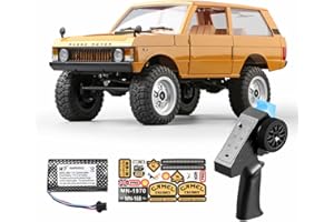 Metalakaer RC 4WD Off-Road Car, 1/12 Scale 2.4G 7.2 km/h MN-168 Full Proportional RC Mini All Terrain Hobby Truck with Front and Rear Lights, Two-stage Speed Change (RTR Version/Yellow)