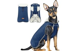 ALAGIRLS Wodoodporny płaszcz dla psa z podszewką z polaru, na zimną pogodę, płaszcz dla średnich psów, zimowa, wodoodporna kurtka dla psa, wiatroszczelna, ciepła kamizelka, odblaskowy płaszcz dla psa