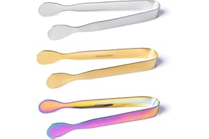 MEGAVOW 3 Pcs Pince a Sucre, Pince à Glaçons en Acier Inoxydable, Pinces a Bonbon, Mini Multifonction Pinces de Service, Pour Sucre, Biscuit, Glace, Buffet, Grill Bar Cuisine
