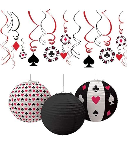 Amscan Casino Papierlaternen – 24 Cm Durchmesser, Bunte Partydekoration Für Mottopartys