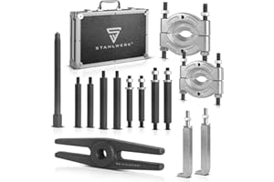 STAHLWERK Set di estrattori per Cuscinetti Set di estrattori da 14 Pezzi, Utensile Speciale per Lo smontaggio Professionale di Cuscinetti Interni ed Esterni, Ruote dentate, pulegge, rotori