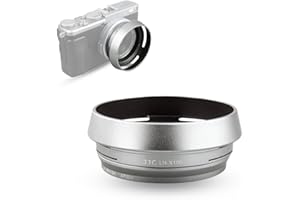 JJC Adapter obiektywu i osłona przeciwsłoneczna do Fujifilm FinePix X100VI, X100V, X100F, X100S, X100T, X100, X70 zastępuje Fujifilm LH-X100 osłona przeciwsłoneczna, srebrna