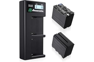 Powerextra 2 Ersatzakkus für NP-F970 NP-F960 NP-F950 NP-F930 und LCD Dual Ladegerät - Kompatibel mit CCD-TR-Serie, CCD-TRV-Serie, DCR-TR-Serie, DCS-CD, MVC-FD-Serie und mehr
