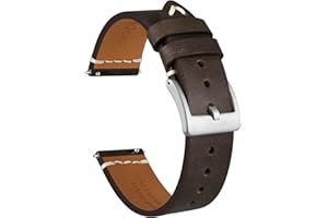 Ayadoo Correas de reloj, Cuero italiano, Bandas de repuesto de liberación rápida para hombres y mujeres, con hebilla de acero inoxidable, Ancho de banda 18 mm 20 mm 22 mm
