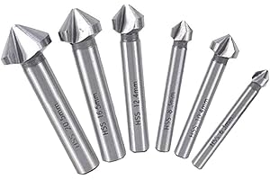 YOAEYOK 6 Piezas Broca Avellanadoras Metal, Avellanador Taladro Avellanador Conico, Avellanador 90°HSS Juego de Brocas Avellanadoras para Metal, Madera, Aluminio
