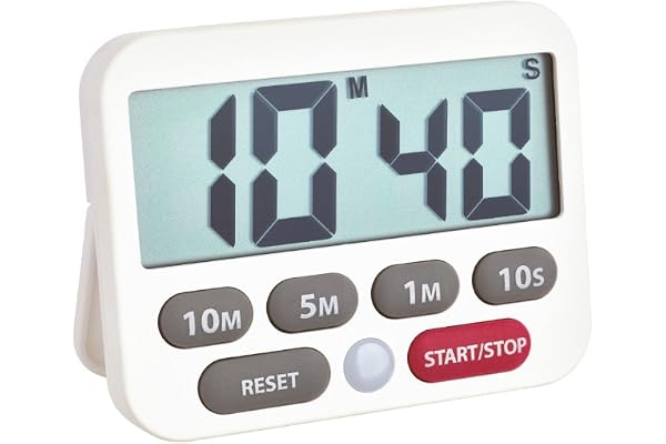 TFA Dostmann Digital timer och stoppur, 38.2038.02, tid upp till 99 min 50 sec, extra högt larm, enkel och snabb tidsinställning, vit, (L) 90 x (B) 17 (37) x (H) 70 mm