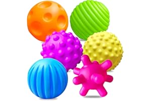 Ynanimery Sensory Balls for Toddlers 1-3, Kids Textured Multi Ball Set for Sensory Exploration, 6 Pack Soft Sensory Squeeze Toys for Boys Girls