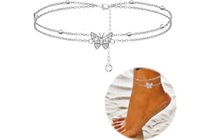 ZEXOWIJ Cavigliera Donna Argento 925 La farfalla, Cavigliera da donna regolabile 22 + 4 cm, Regali per donne/donna/mamma/fidanzata