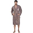 Rangoli Royal Bamboo Premium Bathrobe For Men | Ultra Soft Bamboo Yarn Lightweight Bathing Robes | 460 GSM Highly Absorbent & Quick Drying Luxurious Bath Gown | Knee Length Bath Robe - Brown