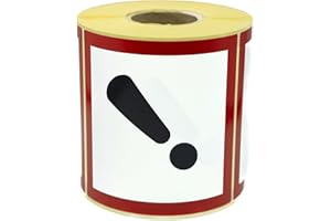 MD Labels GHS 07 Hazardous Goods Labels 100 x 100 mm Pack of 500 GHS Stickers for Hazardous Substances Labelling