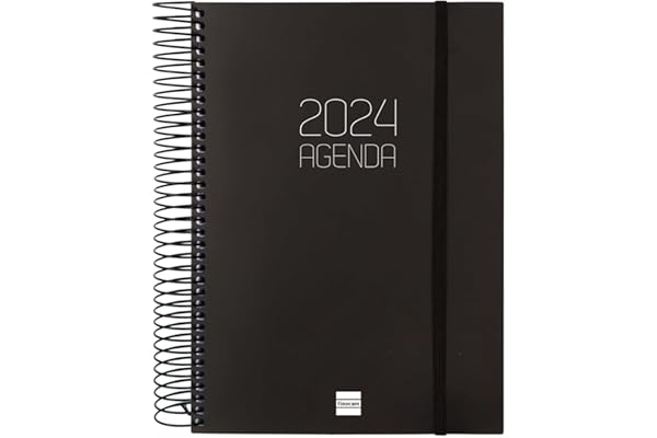 Finocam - Agenda 2024 Espiral Opaque 1 Día Página Enero 2024 - Diciembre 2024 (12 meses) Negro Internacional
