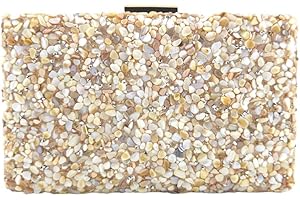 MODELISA - Bolso Clutch Cartera De Mano Cadena De Hombro Piedras Boda Noche Evento Mujer