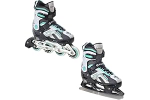 ‎RAVEN Raven Pulse Black/Mint 2in1 Verstellbare Schlittschuhe und Inline Skates - Inliner für Kinder und Erwachsene, ABEC7, Shock Absorbing System, Triple-Vent-System