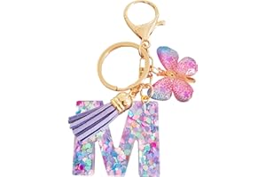 LECTNORE Key Ring Personalised Keyring, Key Rings Women Cute Keychain Personalised Keychain Bag Key Ring Sister Birthday Gifts Alphabet Keychain With Butterfly