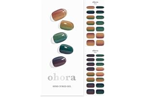 ohora Semi Cured Gel Nail Strips (N Autumn Ombre) - Works with Any Nail Lamps, Salon-Quality, Long Lasting, Easy to Apply & Remove - Includes 2 Prep Pads, Nail File & Wooden Stick