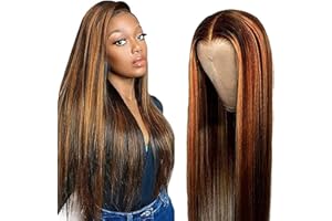 Weeybay Parrucca Donna Capelli Veri Umani Straight 4X4 Human Hair Wig 150% Density P4/30 Highlight Wig Free Part Glueless Wig Real Unprocessed Virgin Hair Parrucche 30 Inch