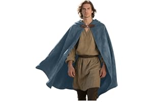 keland Capa con Capucha de Terciopelo Capa Hobbit Medieval Halloween para Mujeres Hombres (Gris)